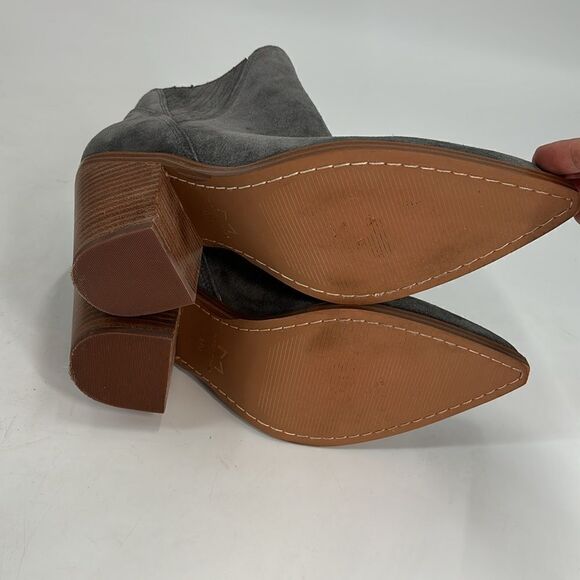 Marc Fisher Gray Suede Pointy Toe Bootie Size 9.5 Cowboy Boots - Picture 7 of 11